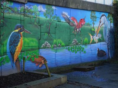 Photo de la fresque d'IKSTE réalisée en bord de Deûle © Ville de La Madeleine