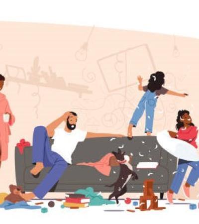 dessin de parents débordés par leurs enfant qui font des bêtises