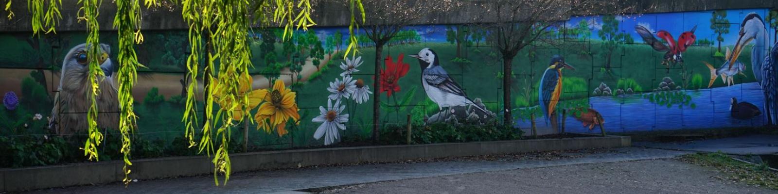 Photo de la fresque d'IKSTE réalisée en bord de Deûle © Ville de La Madeleine